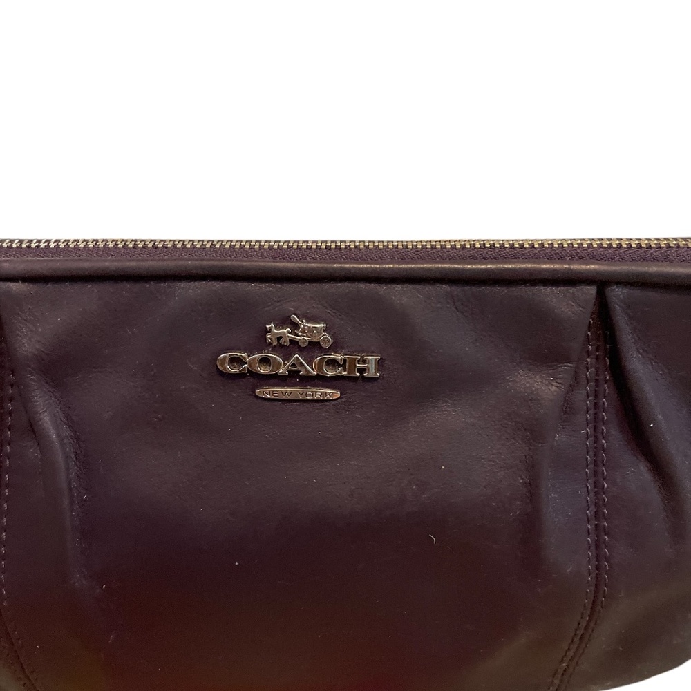 Coach Purple Grosgrain Leather Clutch Gold-Tone‎ Hardware Wrist Strap - Picture 8 of 8